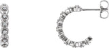 Platinum Round Natural Diamond Accented Hoop Earrings