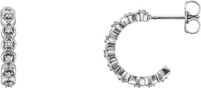 Platinum Round Natural Diamond Accented Hoop Earrings