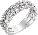 Platinum Round Natural Diamond Stackable Ring – 1.1mm Stones