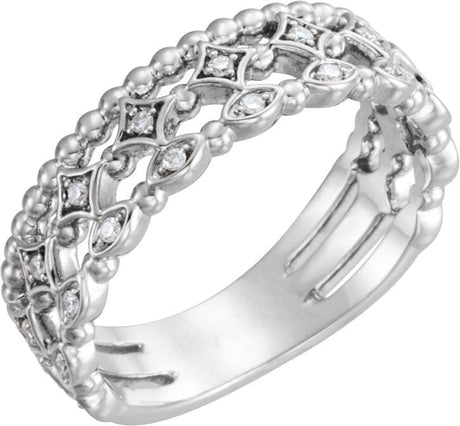Platinum Round Natural Diamond Stackable Ring – 1.1mm Stones
