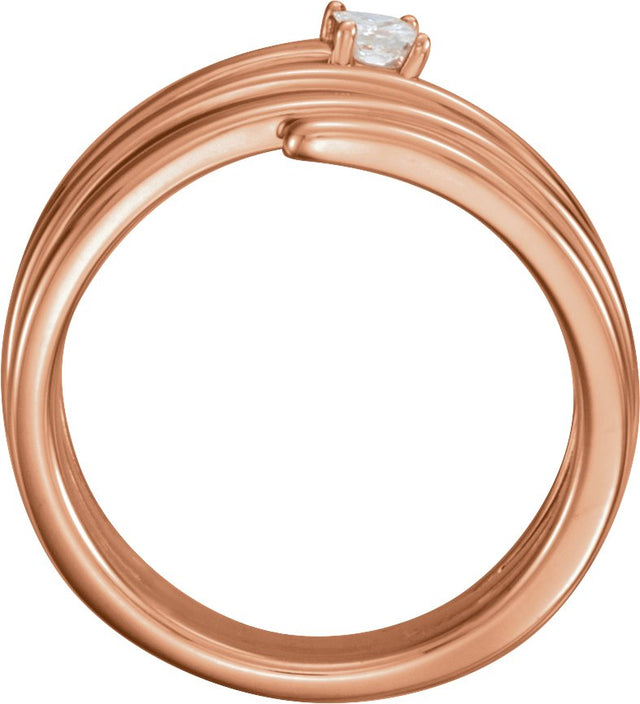 14K Gold Square Natural Diamond Accented Spiral Ring - Rose Gold - view 2