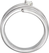 Platinum Square Natural Diamond Accented Spiral Ring - view 2