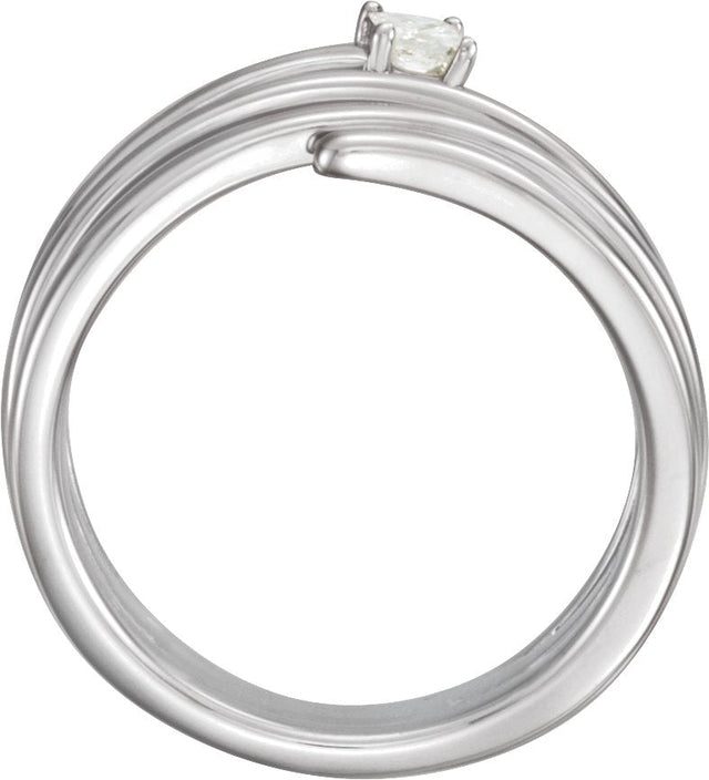 14K Gold Square Natural Diamond Accented Spiral Ring - White Gold - view 2