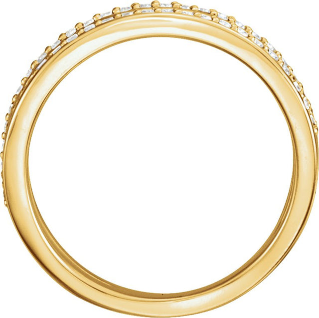 14K Gold Round Natural Diamond Negative Space Ring – 1.1mm Stones - Yellow Gold - view 2