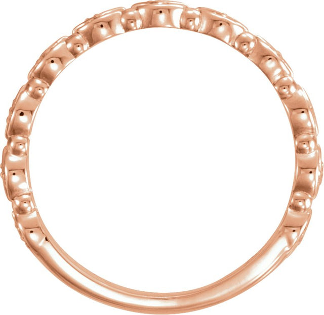 14K Gold Round Natural Diamond Stackable Ring – 1.1mm Stones - Rose Gold - view 2