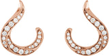 14K Gold Round Natural Diamond Accented Freeform Earrings - Rose Gold - view 2