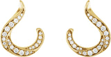 14K Gold Round Natural Diamond Accented Freeform Earrings - Yellow Gold - view 2