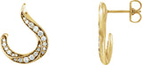 14K Gold Round Natural Diamond Accented Freeform Earrings - Yellow Gold