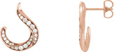 14K Gold Round Natural Diamond Accented Freeform Earrings - Rose Gold