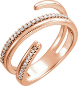 14K Gold Round Natural Diamond Negative Space Ring II - Rose Gold