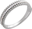 Platinum Round Natural Diamond Beaded Ring – 1mm Stones