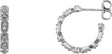 Platinum Round Natural Diamond Accented Hoop Earrings – 1-1.1mm Stones
