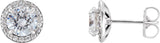 Platinum Natural Diamond Round 4-Prong Halo-Style Earrings – 3.5-5mm Stones