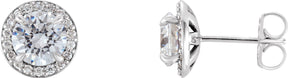 Platinum Natural Diamond Round 4-Prong Halo-Style Earrings – 3.5-5mm Stones