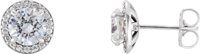 Platinum Natural Diamond Round 4-Prong Halo-Style Earrings – 3.5-5mm Stones