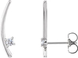 Platinum Round Natural Diamond Ear Climbers