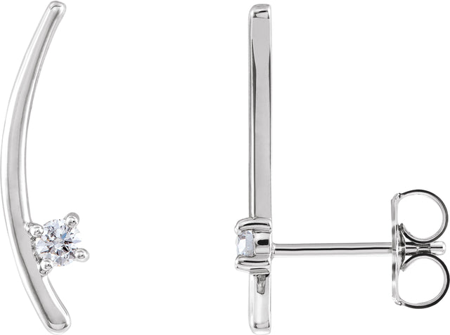 Platinum Round Natural Diamond Ear Climbers