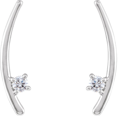 Platinum Round Natural Diamond Ear Climbers - view 2
