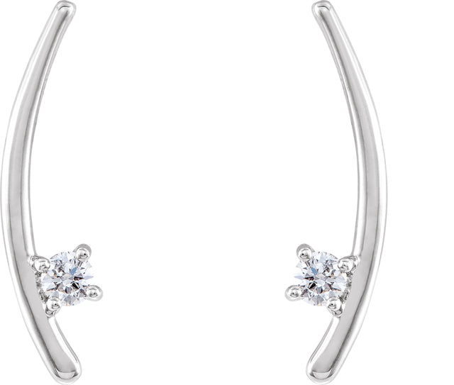 Platinum Round Natural Diamond Ear Climbers - view 2