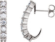 Platinum Round Natural Diamond J-Hoop Earrings