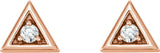 14K Gold Natural Diamond Round 3-Prong Geometric Earrings - Rose Gold - view 2
