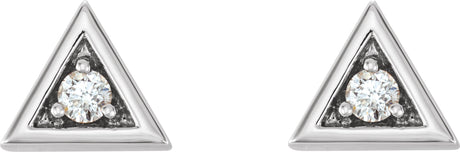 Platinum Natural Diamond Round 3-Prong Geometric Earrings - view 2