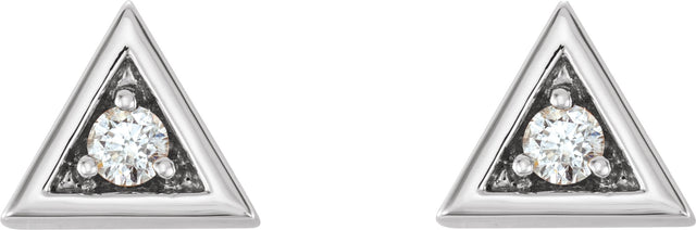 Platinum Natural Diamond Round 3-Prong Geometric Earrings - view 2