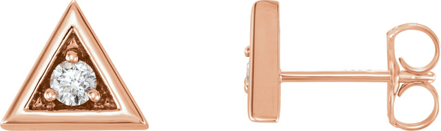 14K Gold Natural Diamond Round 3-Prong Geometric Earrings - Rose Gold
