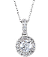 Platinum Round Natural Diamond Halo-Style Necklace