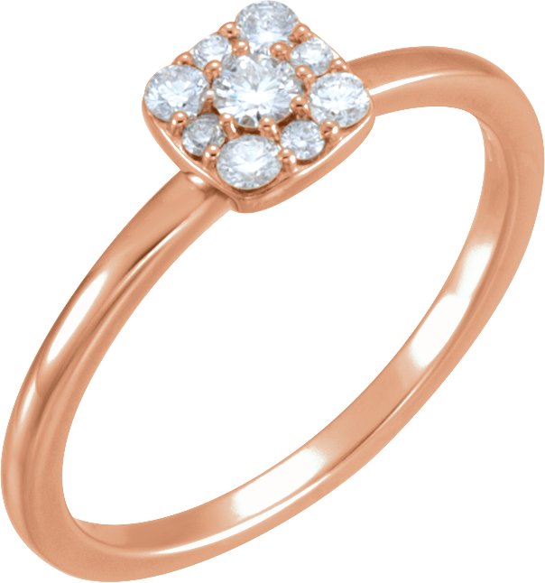 14K Gold Round Natural Diamond Stackable Cluster Ring – 2.7mm Stones - Rose Gold