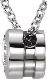 Platinum Round Natural Diamond Solitaire Necklace - view 2