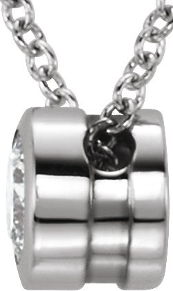 Platinum Round Natural Diamond Solitaire Necklace - view 2