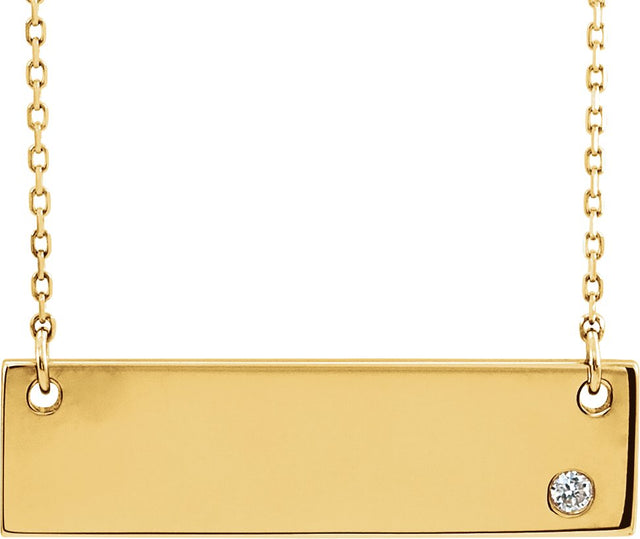 14K Gold Engravable Bar Necklace - Yellow Gold