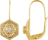14K Gold Round Natural Diamond Filigree Earrings – 1.9mm Stones - Yellow Gold
