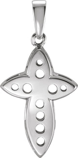 14K Gold Round Natural Diamond Bright-Cut Cross Pendant - view 3
