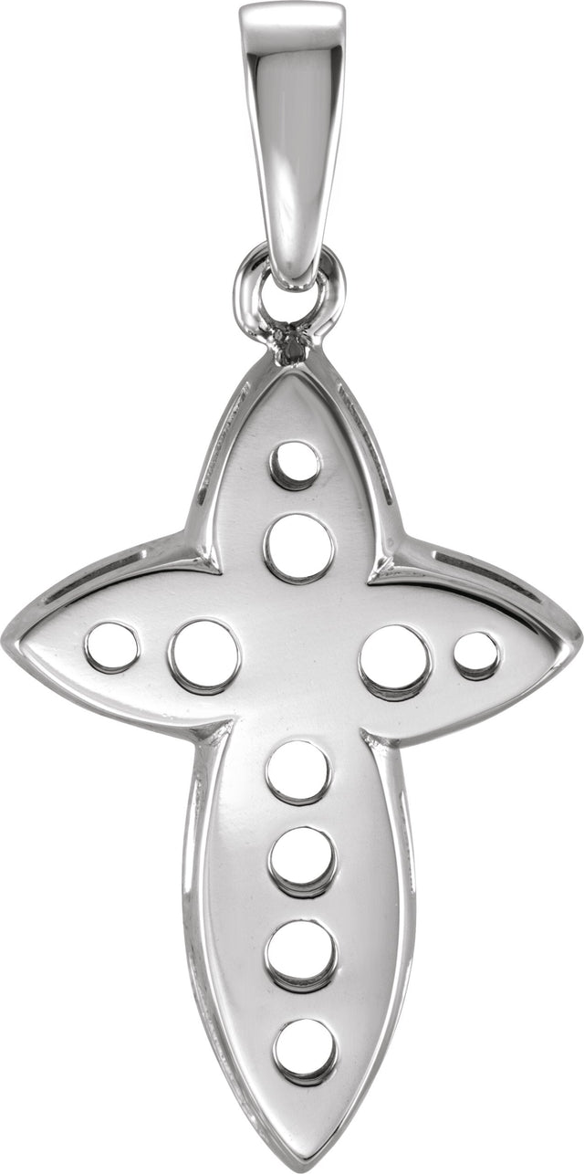 14K Gold Round Natural Diamond Bright-Cut Cross Pendant - view 3