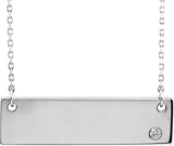 14K Gold Engravable Bar Necklace - White Gold