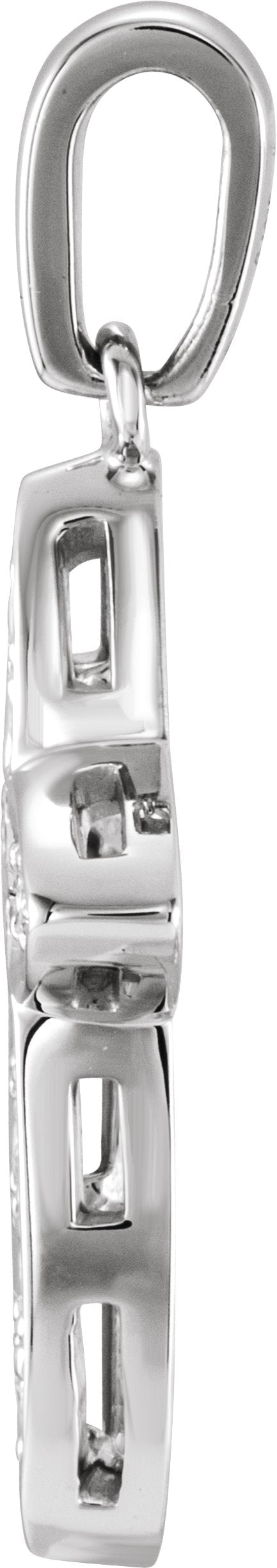 14K Gold Round Natural Diamond Bright-Cut Cross Pendant - view 2