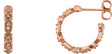 14K Gold Round Natural Diamond Accented Hoop Earrings – 1-1.1mm Stones - Rose Gold
