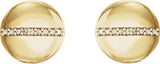 14K Gold Round Natural Diamond Accented Circle Earrings – 0.8mm Stones - Yellow Gold - view 2