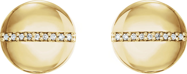 14K Gold Round Natural Diamond Accented Circle Earrings – 0.8mm Stones - Yellow Gold - view 2