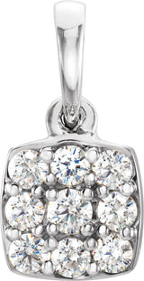 Platinum Round Natural Diamond Cluster Pendant