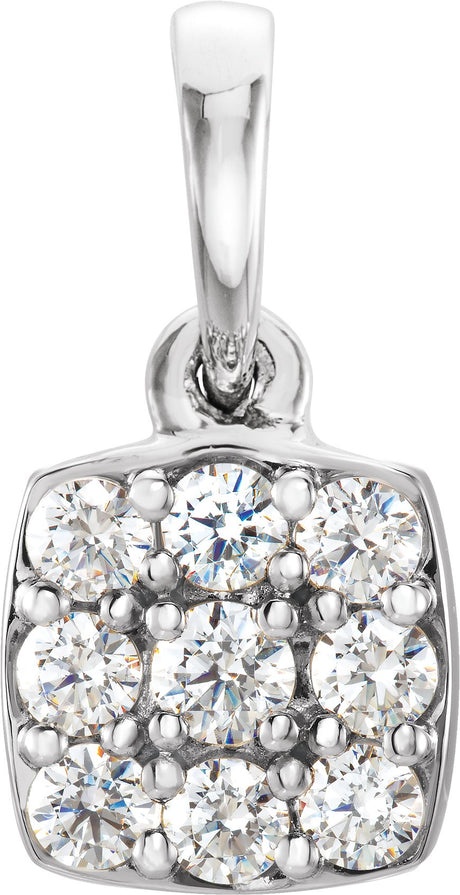 Platinum Round Natural Diamond Cluster Pendant