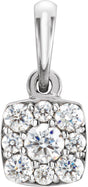 Platinum Round Natural Diamond Cluster Pendant – 2.7mm Stones