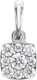 14K Gold Round Natural Diamond Cluster Pendant – 2.7mm Stones - White Gold