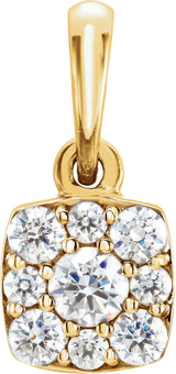 14K Gold Round Natural Diamond Cluster Pendant – 2.7mm Stones - Yellow Gold