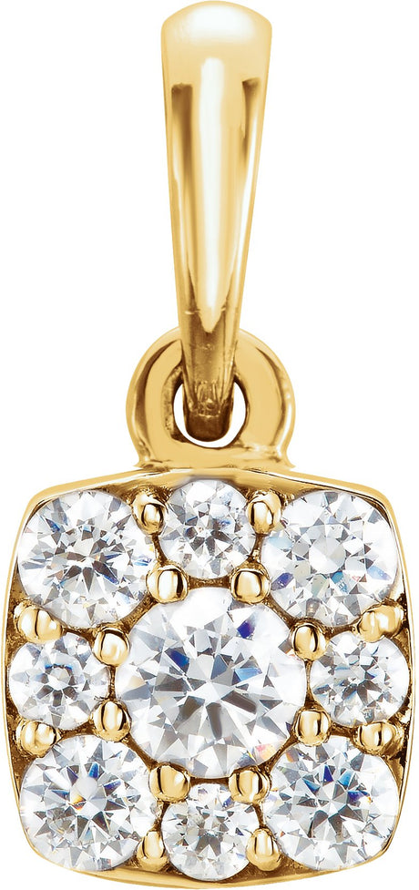 14K Gold Round Natural Diamond Cluster Pendant – 2.7mm Stones - Yellow Gold