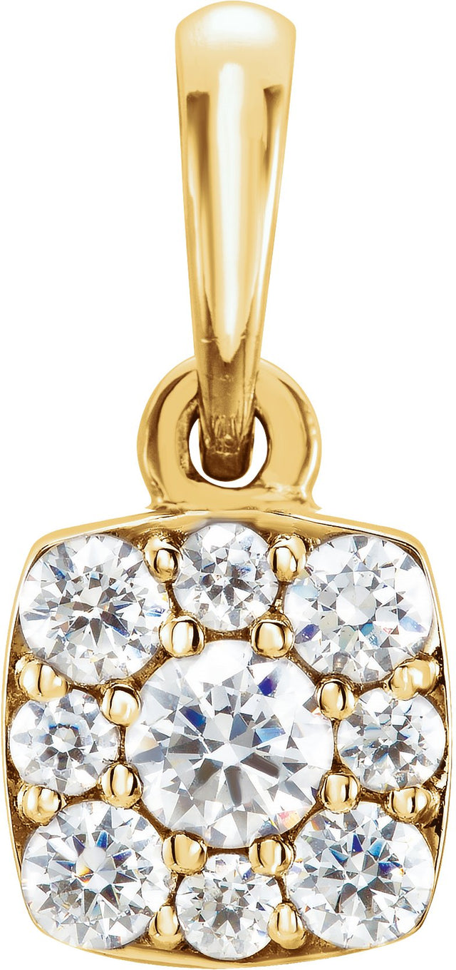 14K Gold Round Natural Diamond Cluster Pendant – 2.7mm Stones - Yellow Gold