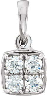 14K Gold Round Natural Diamond Cluster Pendant – 2.5mm Stones - White Gold