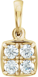 14K Gold Round Natural Diamond Cluster Pendant – 2.5mm Stones - Yellow Gold
